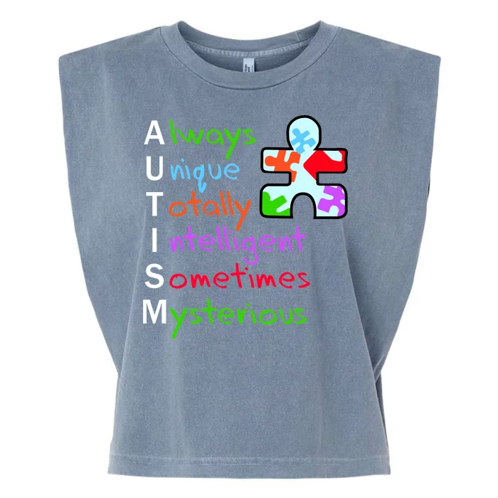 My Gift Is Autism: Always Unique Totally Intelligent Sometime Mysterious Puzzle Garment-Dyed Women's Muscle Tee