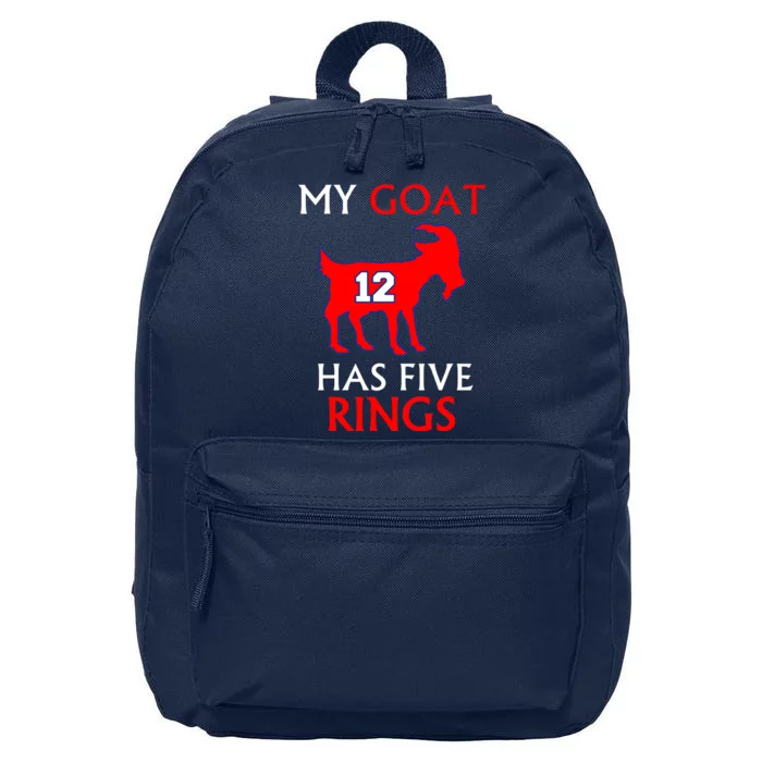 My Goat #12 Has Five Rings New England Football Champs 16 in Basic Backpack