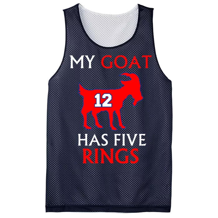 My Goat #12 Has Five Rings New England Football Champs Mesh Reversible Basketball Jersey Tank