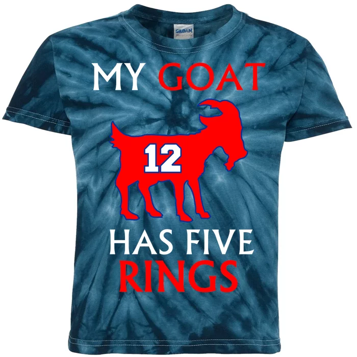 My Goat #12 Has Five Rings New England Football Champs Kids Tie-Dye T-Shirt