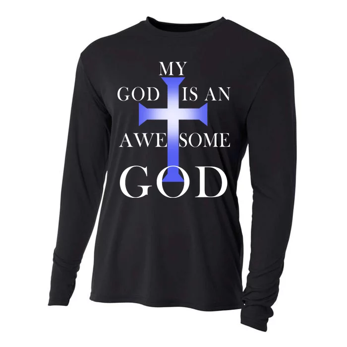 My God Is An Awesome God Jesus Cooling Performance Long Sleeve Crew