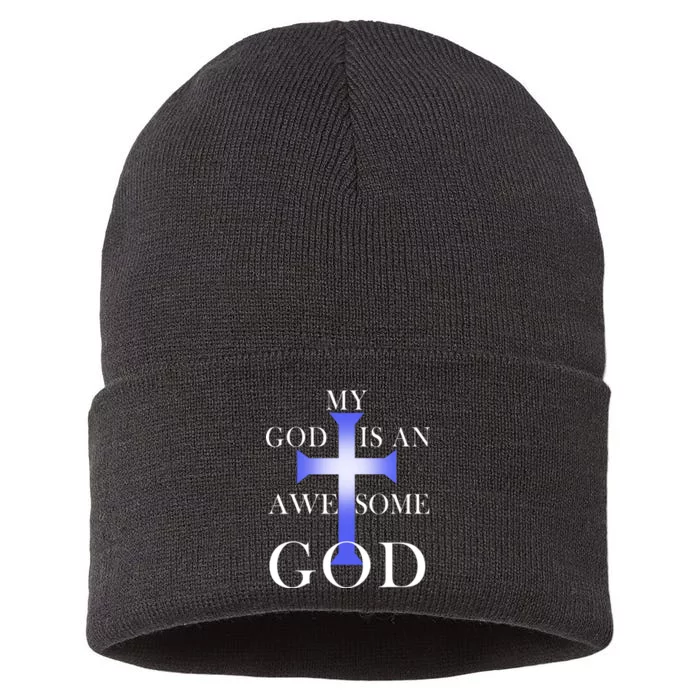 My God Is An Awesome God Jesus Sustainable Knit Beanie