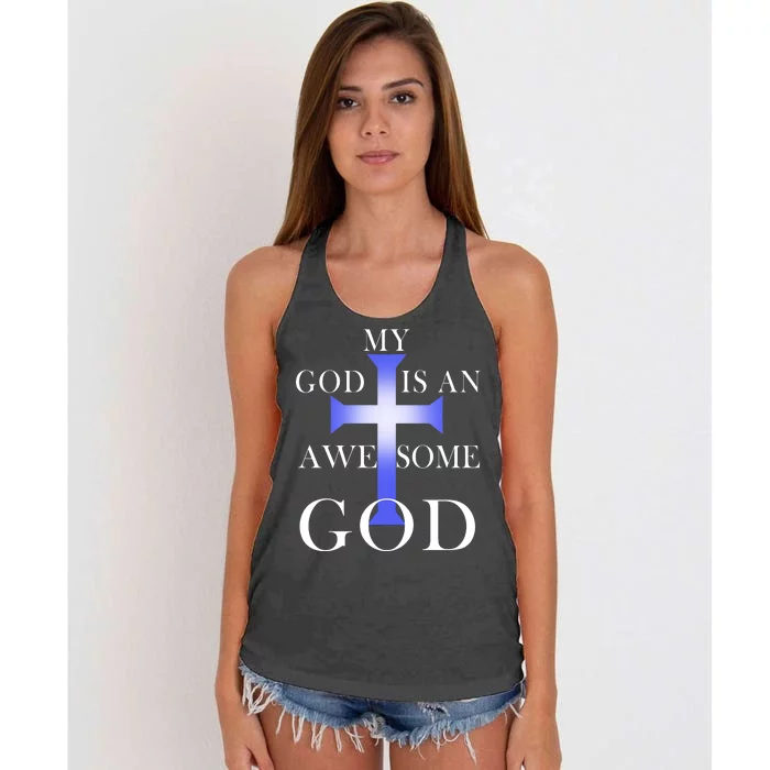 My God Is An Awesome God Jesus Women's Knotted Racerback Tank