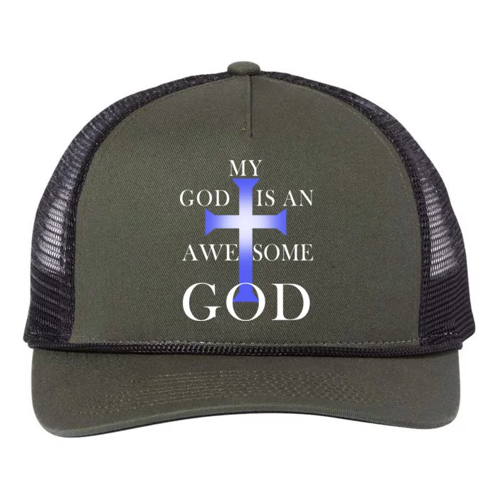 My God Is An Awesome God Jesus Retro Rope Trucker Hat Cap