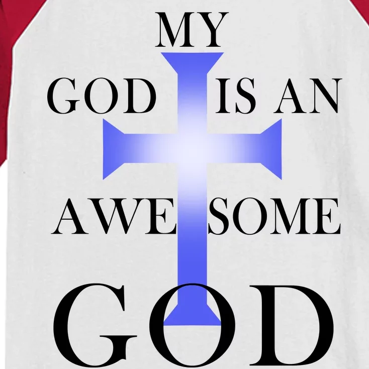 My God Is An Awesome God Jesus Kids Colorblock Raglan Jersey