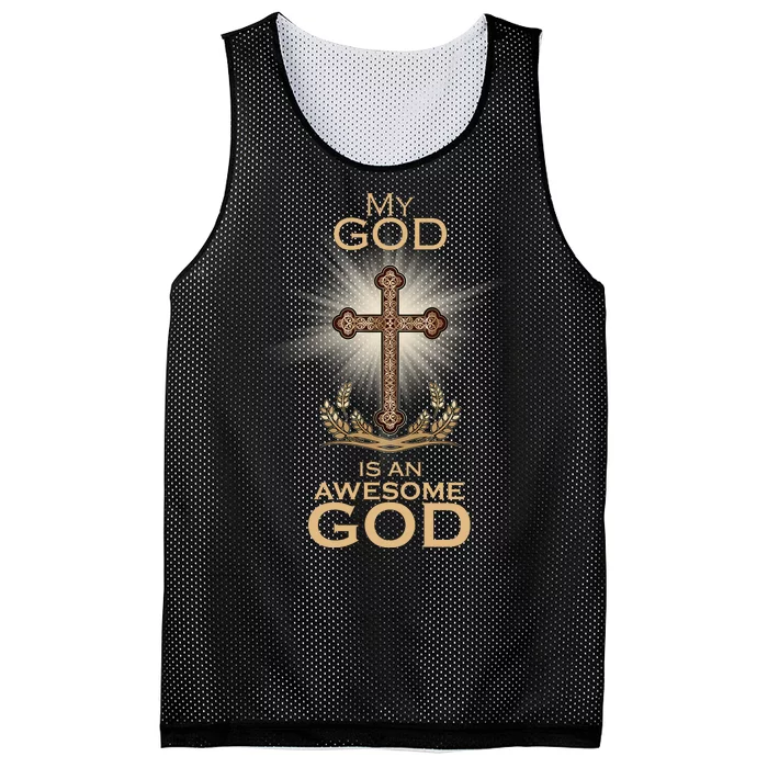 My God Is An Awesome God Vintage Cross Mesh Reversible Basketball Jersey Tank