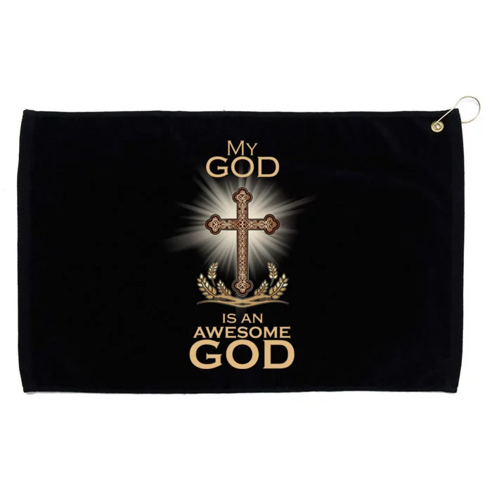 My God Is An Awesome God Vintage Cross Grommeted Golf Towel