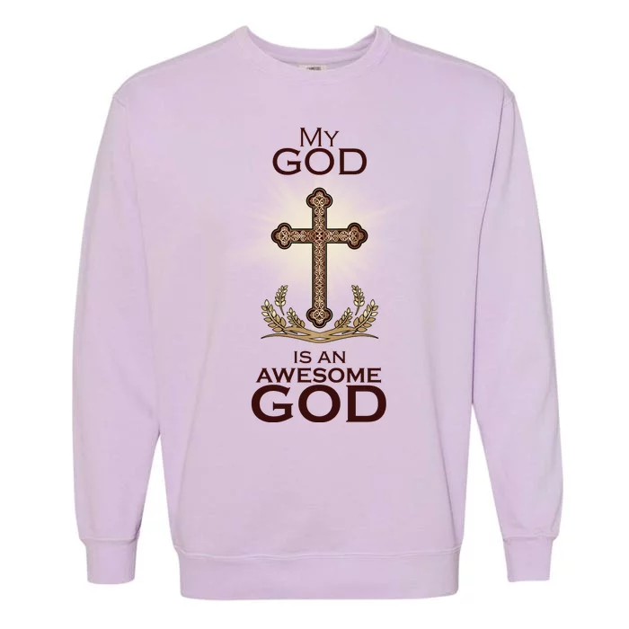 My God Is An Awesome God Vintage Cross Garment-Dyed Sweatshirt