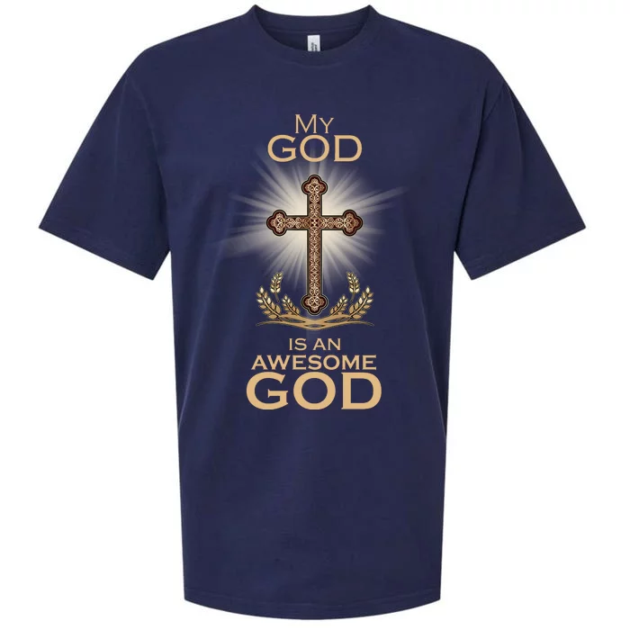 My God Is An Awesome God Vintage Cross Sueded Cloud Jersey T-Shirt