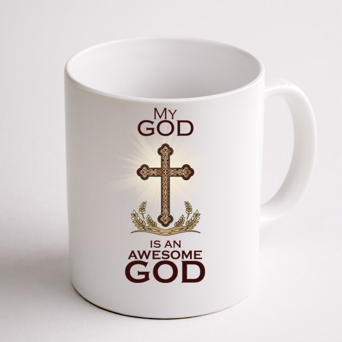 My God Is An Awesome God Vintage Cross Front & Back Coffee Mug