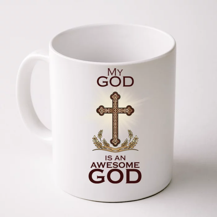 My God Is An Awesome God Vintage Cross Front & Back Coffee Mug