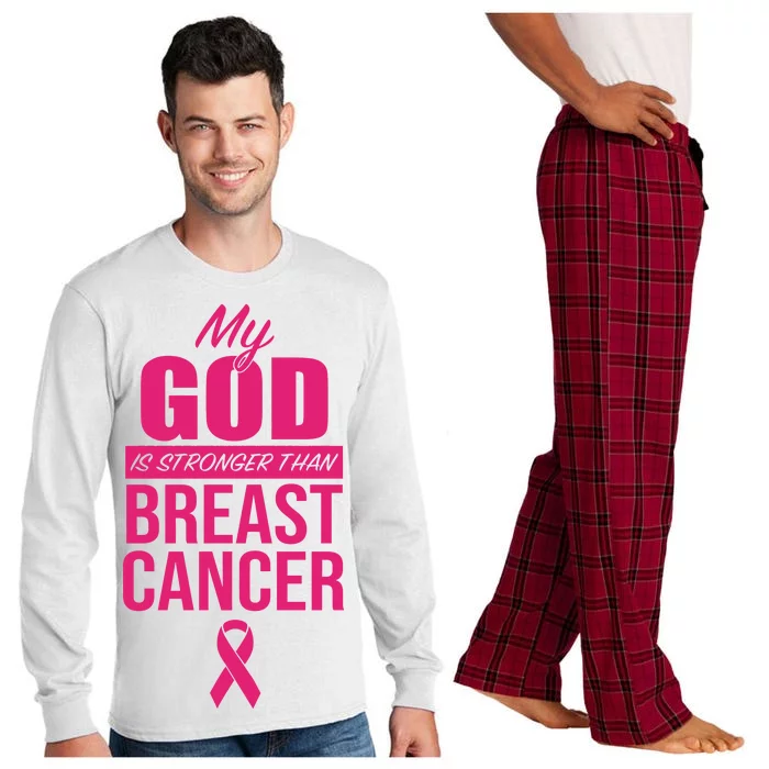 My God Is Stronger Than Breast Cancer Long Sleeve Pajama Set