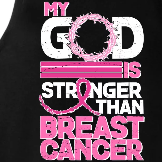 My God Is Stronger Than Breast Cancer Awareness Ladies Tri-Blend Wicking Tank