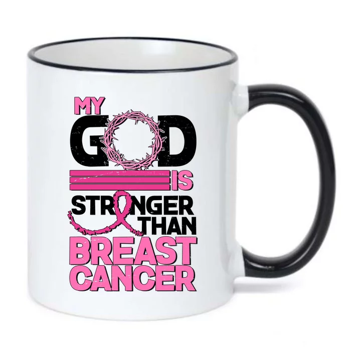 My God Is Stronger Than Breast Cancer Awareness Black Color Changing Mug