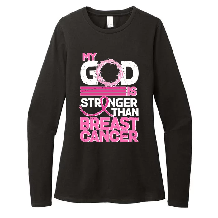 My God Is Stronger Than Breast Cancer Awareness Womens CVC Long Sleeve Shirt