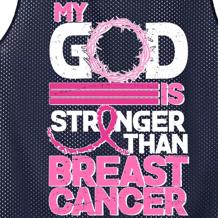 My God Is Stronger Than Breast Cancer Awareness Mesh Reversible Basketball Jersey Tank