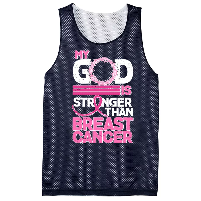 My God Is Stronger Than Breast Cancer Awareness Mesh Reversible Basketball Jersey Tank