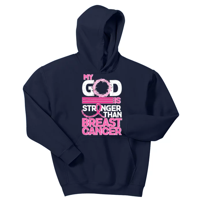 My God Is Stronger Than Breast Cancer Awareness Kids Hoodie