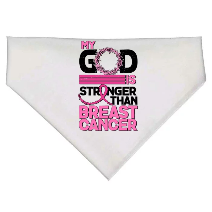 My God Is Stronger Than Breast Cancer Awareness USA-Made Doggie Bandana