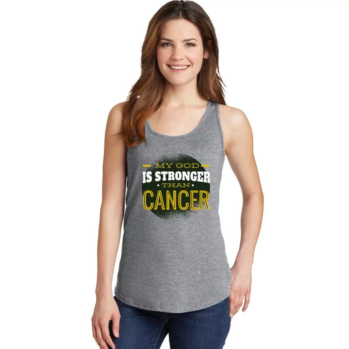 My God Is Stronger Than Cancer Ladies Essential Tank