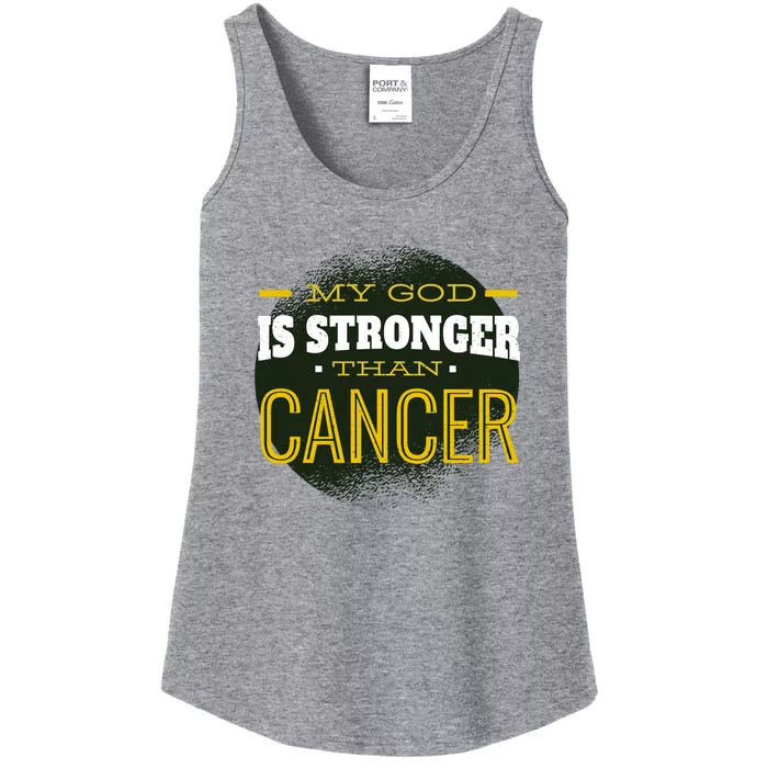 My God Is Stronger Than Cancer Ladies Essential Tank