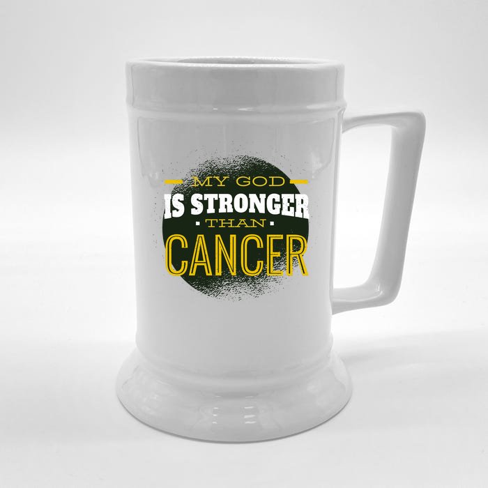 My God Is Stronger Than Cancer Front & Back Beer Stein