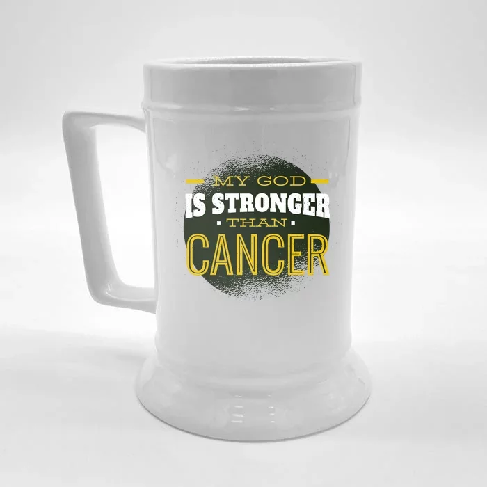 My God Is Stronger Than Cancer Front & Back Beer Stein