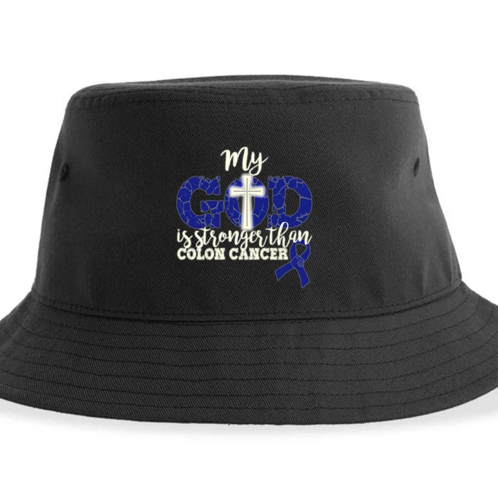 My God Is Stronger Than Colon Cancer Sustainable Bucket Hat