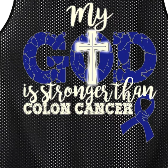 My God Is Stronger Than Colon Cancer Mesh Reversible Basketball Jersey Tank