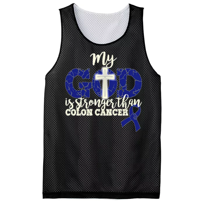 My God Is Stronger Than Colon Cancer Mesh Reversible Basketball Jersey Tank