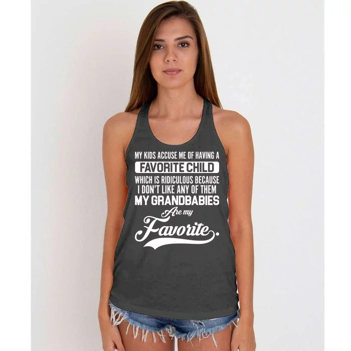 My Grandbabies Are My Favorite - Gift For Grandpa & Grandma Women's Knotted Racerback Tank