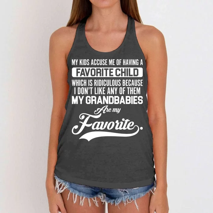 My Grandbabies Are My Favorite - Gift For Grandpa & Grandma Women's Knotted Racerback Tank