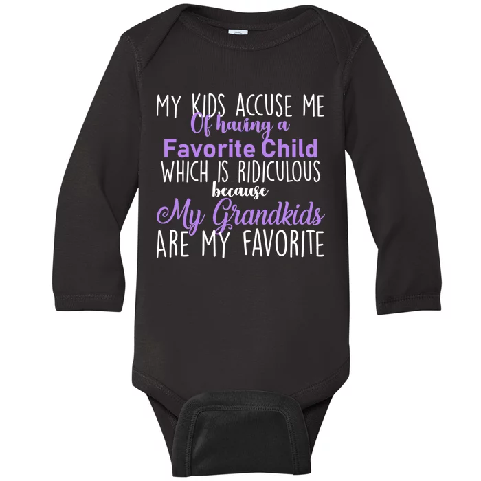 My Grandkids Are My Favorite Funny Grandparents Baby Long Sleeve Bodysuit