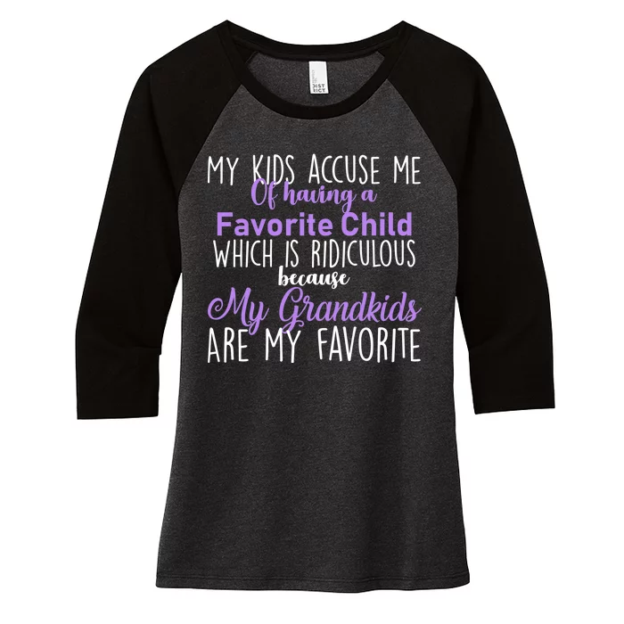 My Grandkids Are My Favorite Funny Grandparents Women's Tri-Blend 3/4-Sleeve Raglan Shirt