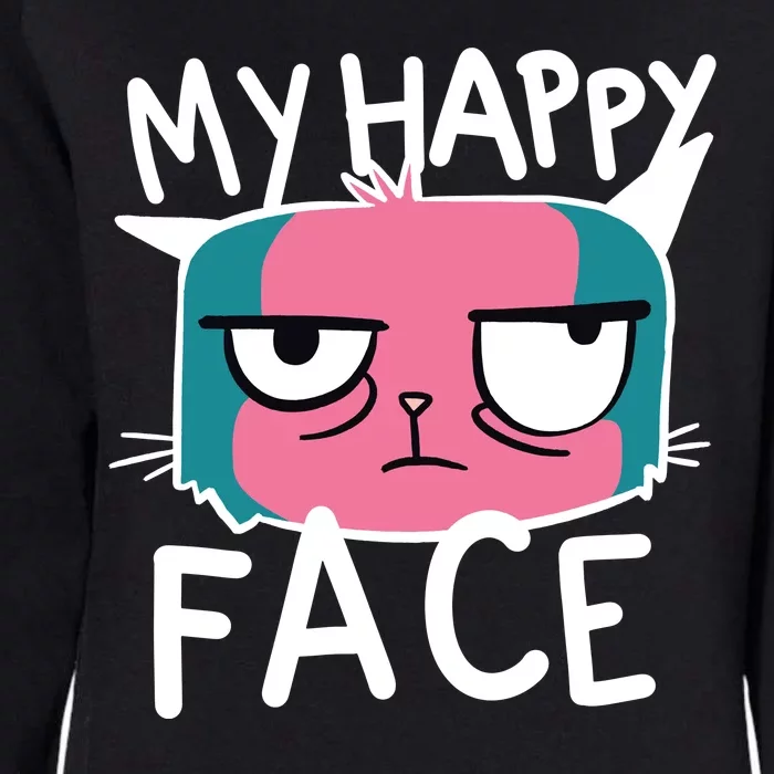 My Happy Cat Face Grumpy Womens California Wash Sweatshirt