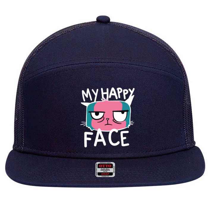 My Happy Cat Face Grumpy 7 Panel Mesh Trucker Snapback Hat