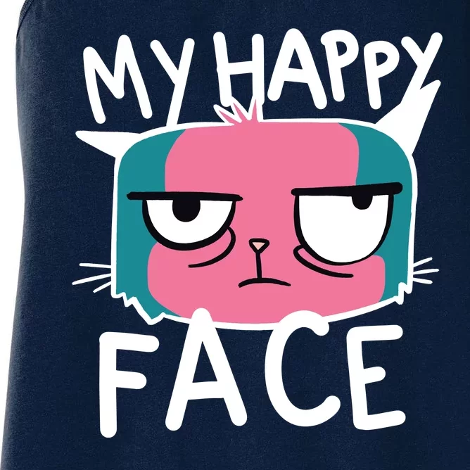 My Happy Cat Face Grumpy Women's Racerback Tank