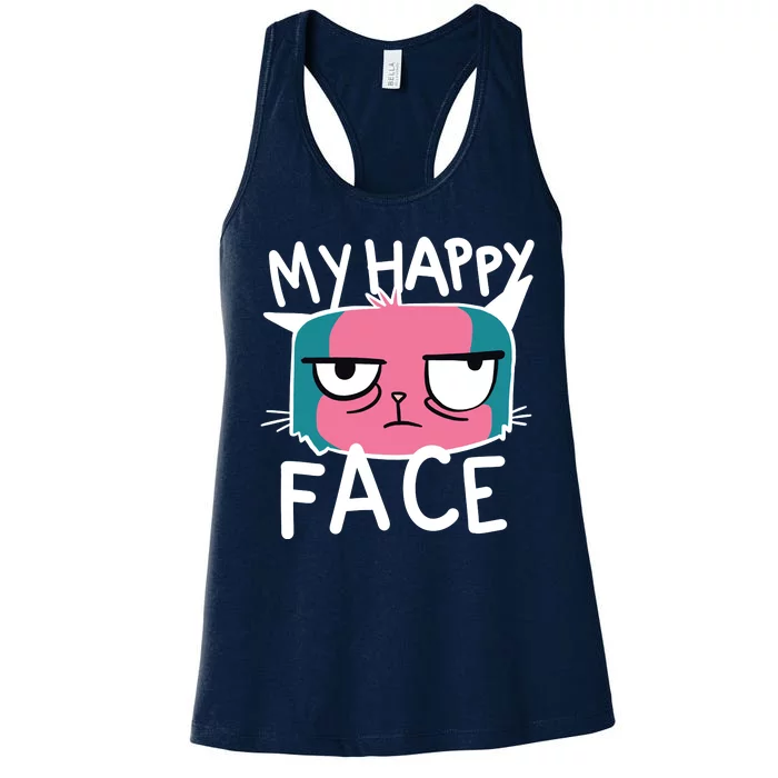 My Happy Cat Face Grumpy Women's Racerback Tank