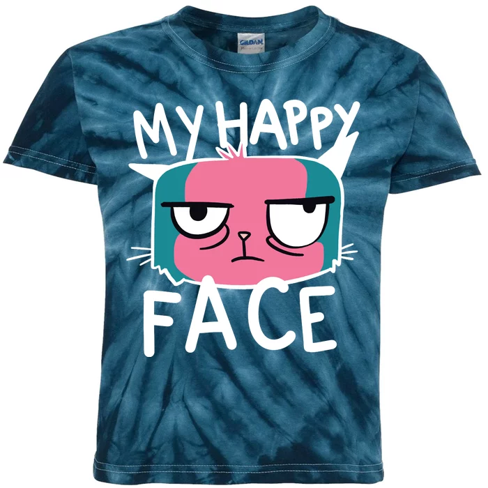 My Happy Cat Face Grumpy Kids Tie-Dye T-Shirt