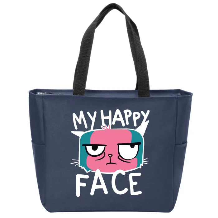 My Happy Cat Face Grumpy Zip Tote Bag