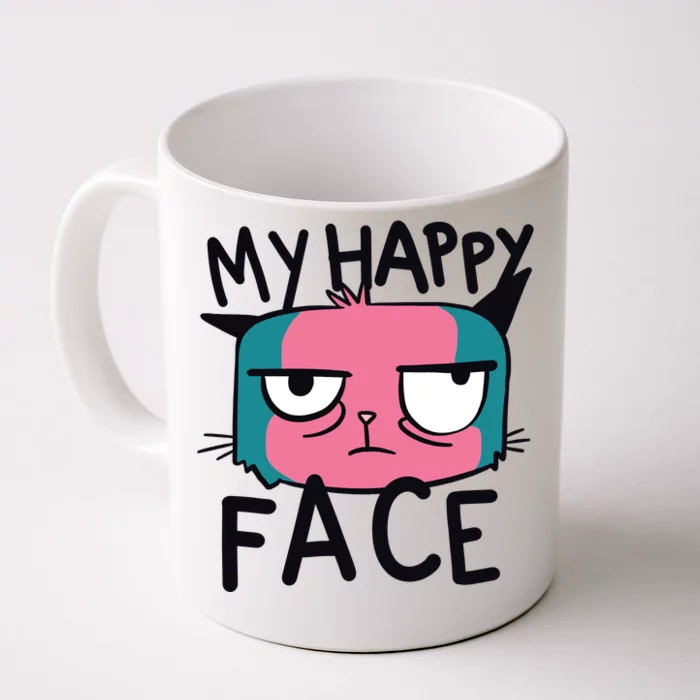 My Happy Cat Face Grumpy Front & Back Coffee Mug