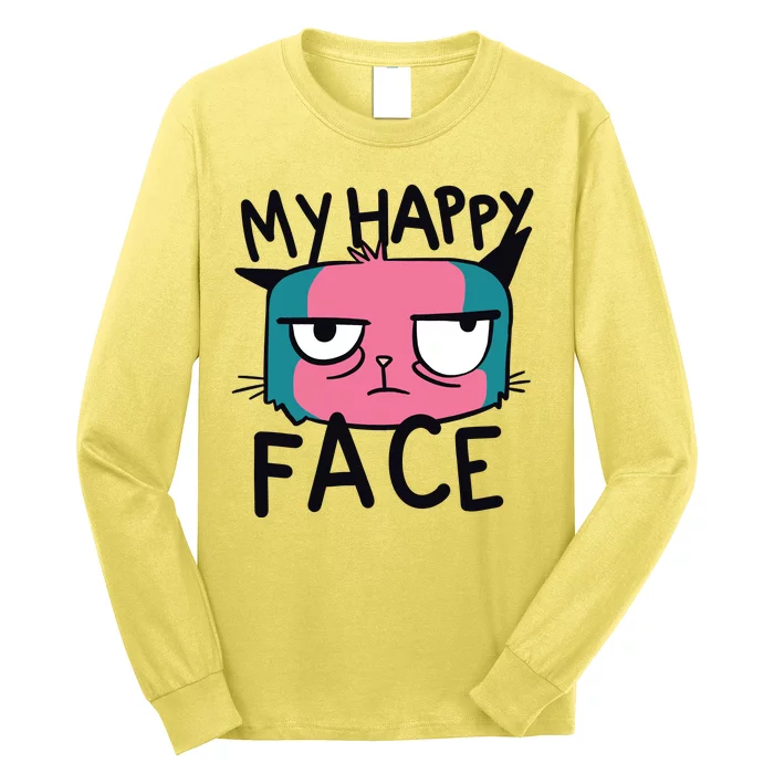 My Happy Cat Face Grumpy Long Sleeve Shirt