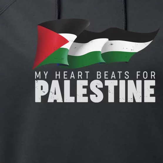 My Heart Beats For Palestine Performance Fleece Hoodie