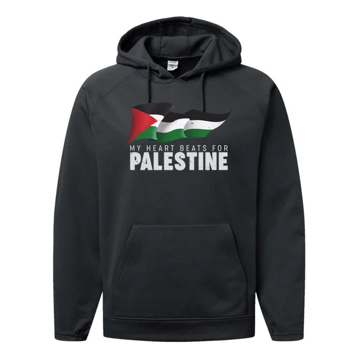 My Heart Beats For Palestine Performance Fleece Hoodie