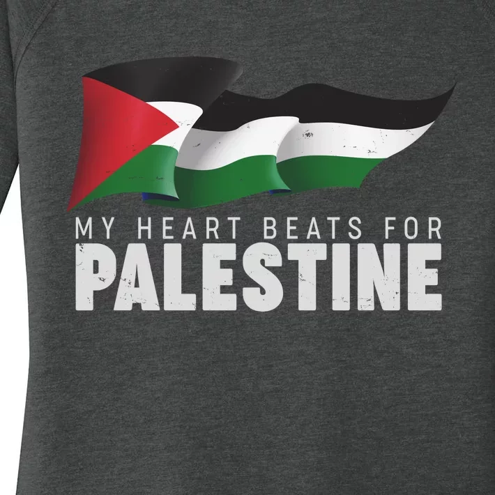 My Heart Beats For Palestine Women's Perfect Tri Tunic Long Sleeve Shirt