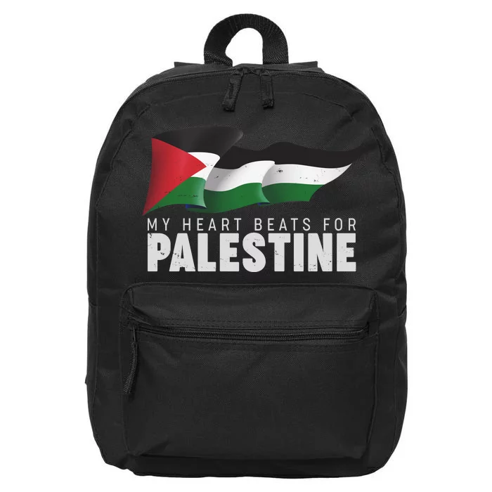 My Heart Beats For Palestine 16 in Basic Backpack