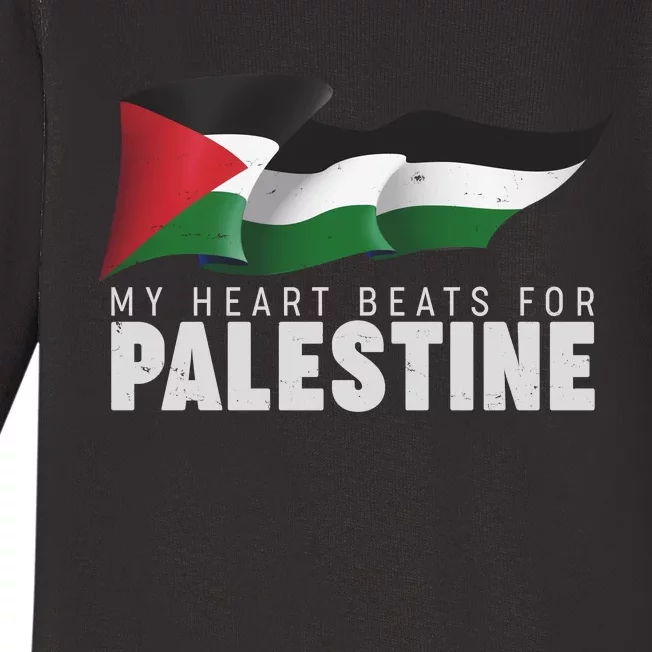 My Heart Beats For Palestine Baby Long Sleeve Bodysuit