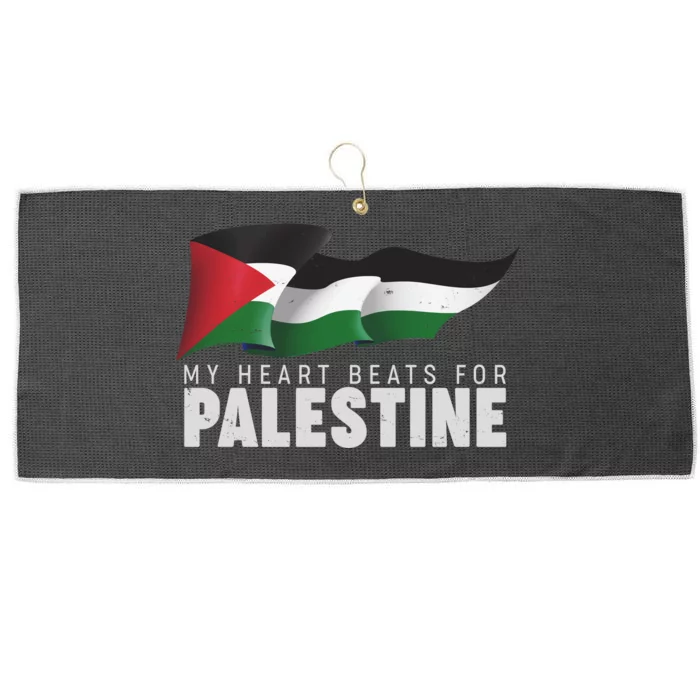 My Heart Beats For Palestine Large Microfiber Waffle Golf Towel