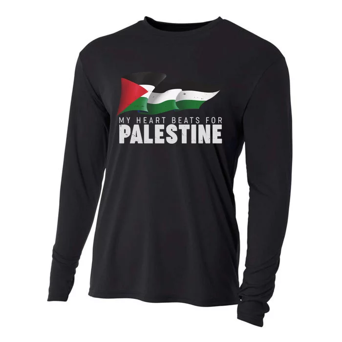 My Heart Beats For Palestine Cooling Performance Long Sleeve Crew