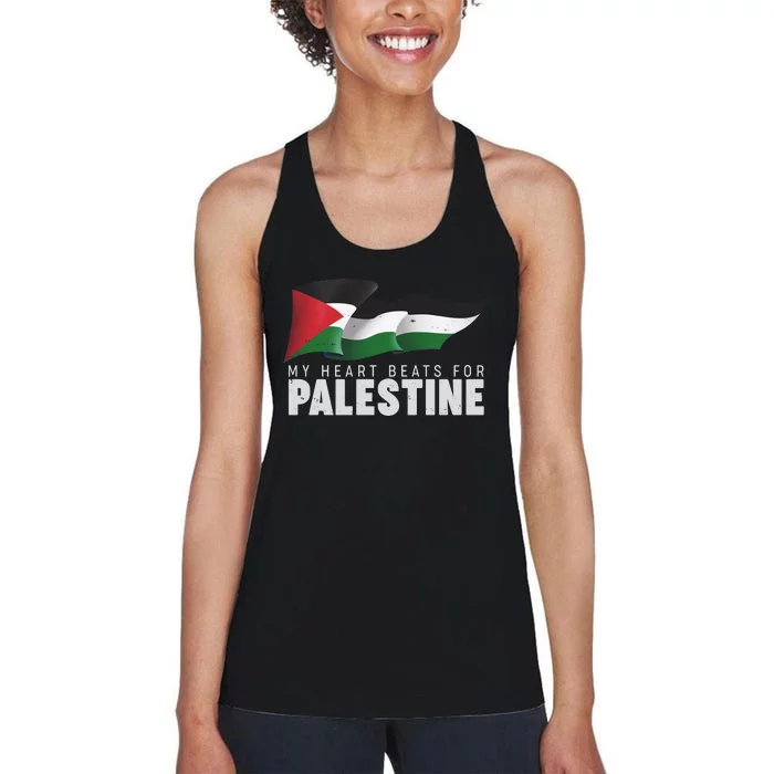 My Heart Beats For Palestine Women's Racerback Tank